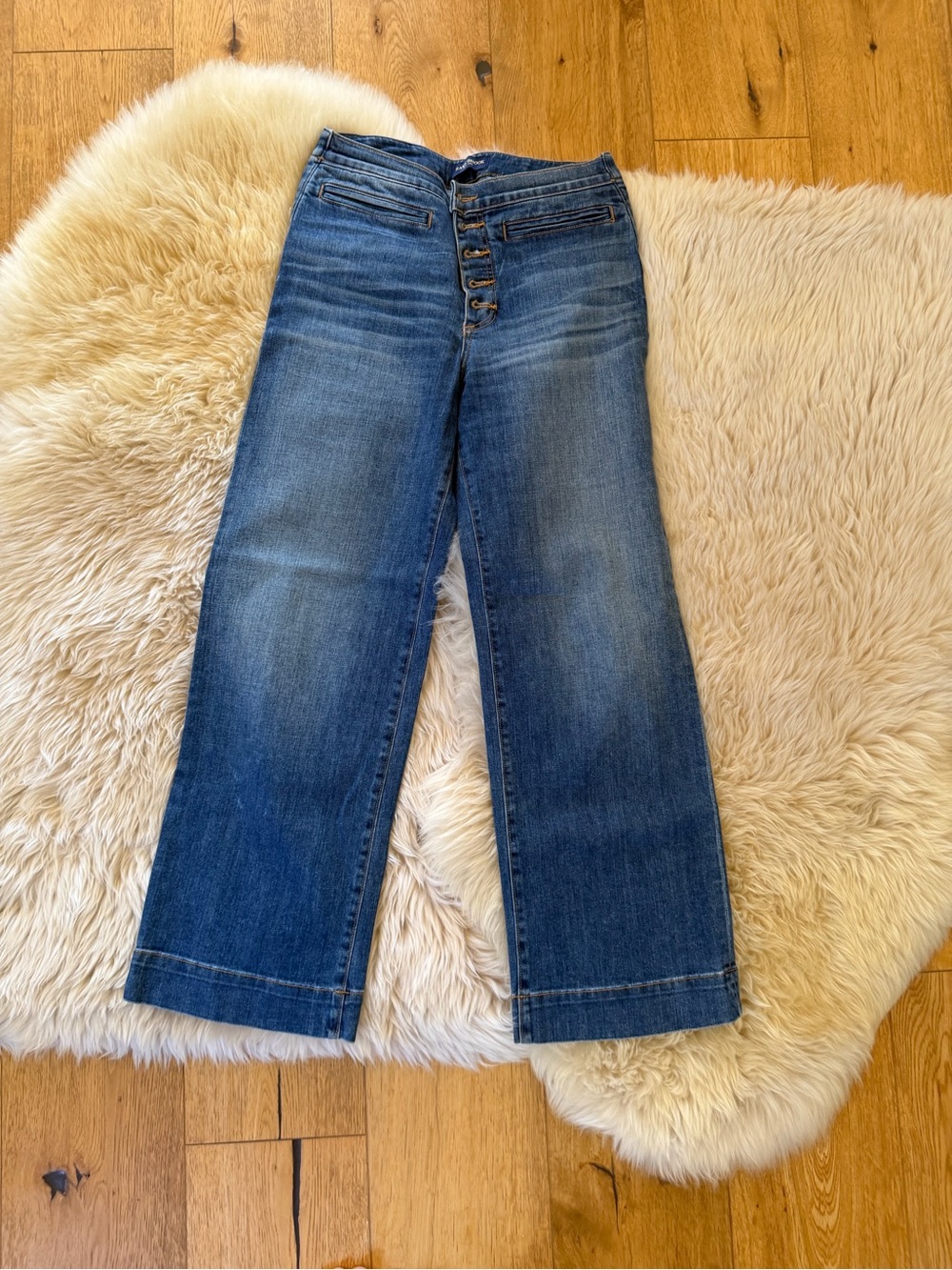 Ramy Brook Medium Blue High-Rise Wide Leg Jeans